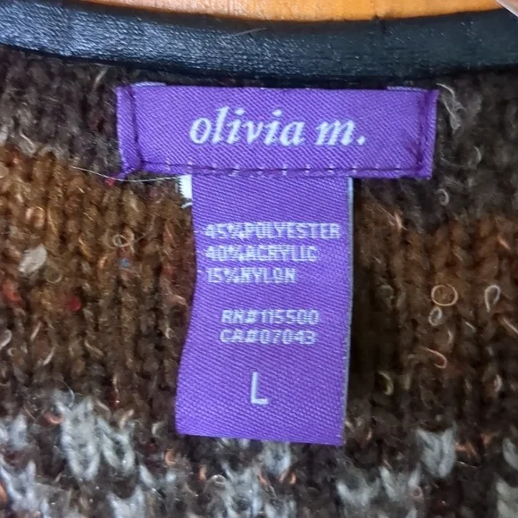 OLIVIA M* longline faux leather trimmed long sleeve duster sweater various color - Picture 11 of 12